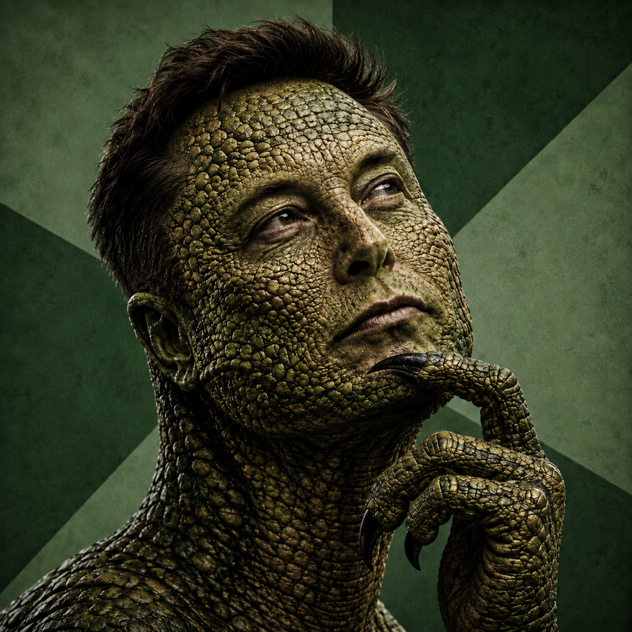 The thinking raptor with one claw resting on his chin